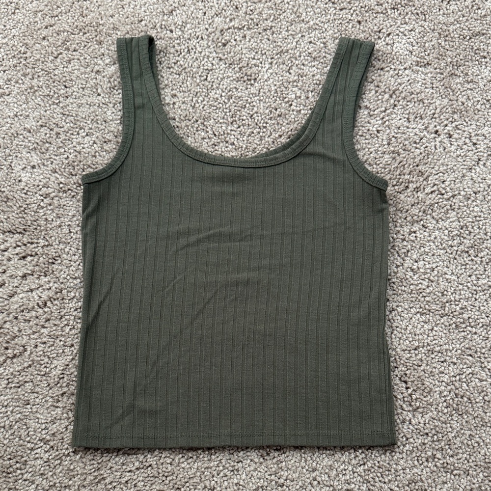 Wild Fable Forest Green Ribbed Tank Top
